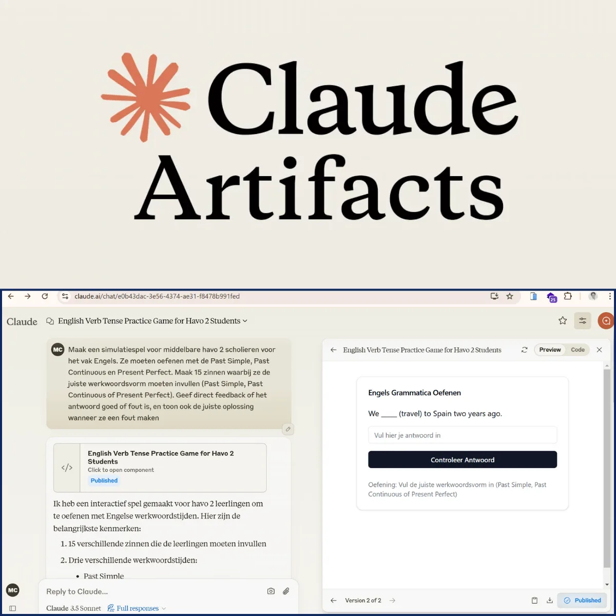 Building an artifact in Claude