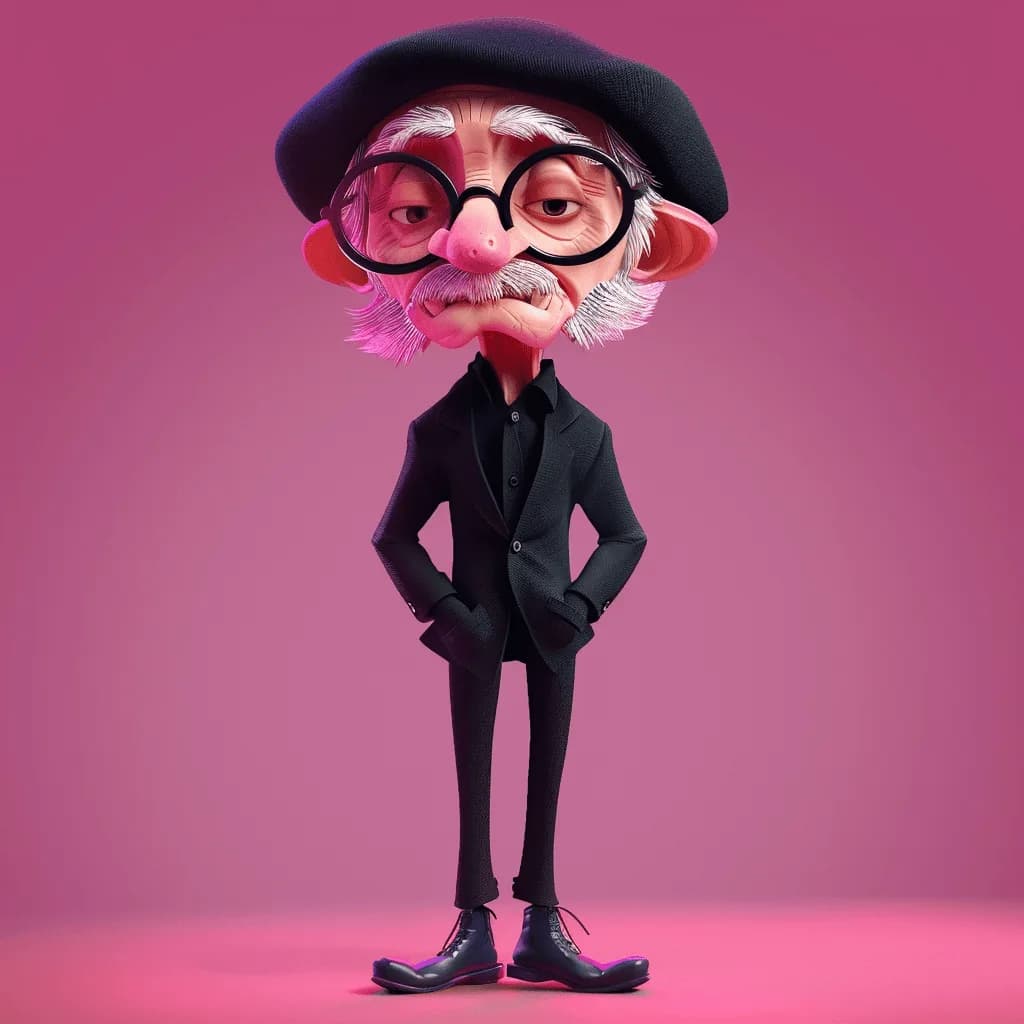 Old French artist in neon colours